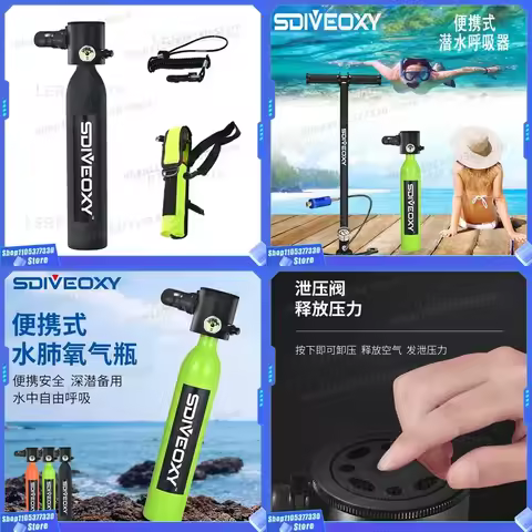 SDIVEOXY for Scuba Diving Breathing Apparatus 0.5L Oxygen Cylinder for Portable Diving Gear Swimming
