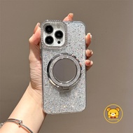 Glitter Mirror Holder Phone Case For Vivo Y13 Y12 Y12A Y12S Y11 Y11S Y10 Y5S Y3 Y3S T4X T4 T3 Lite U
