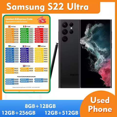 Samsung Galaxy S22 Ultra 5G ROM 128GB/256/512GB RAM 12GB/8GB SmartPhone S22U 6.8" Unlocked used Phon