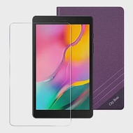 CITYBOSS for 三星 Samsung Tab A 8.0吋 2019 T295 運動雙搭皮套+專用玻璃貼藍+玻璃