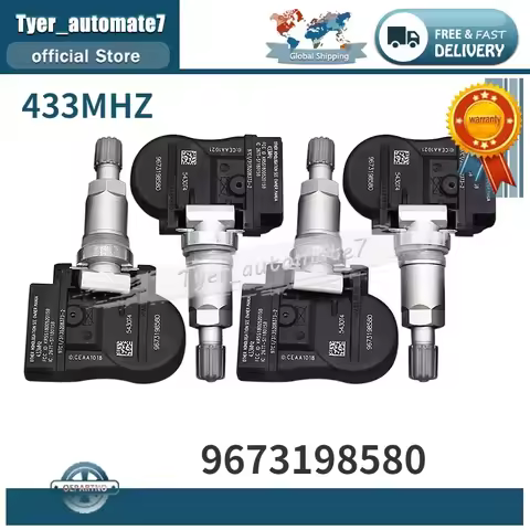 433MHz 4Pcs TPMS Tire Pressure Sensor Monitoring System 9673198580 For Citroen C4 C5 C6 C8 Peugeot 2