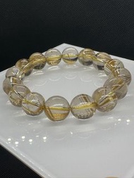 天然水晶 順板金鈦晶 手串 13mm+