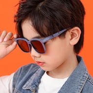 ALEGANT - 流線時尚雪青藍兒童專用輕量矽膠彈性太陽眼鏡/UV400方框偏光墨鏡