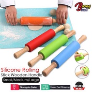 Wooden Handle Silicone Rolling Pin Pastry Dough Flour Roller Kitchen Baking Cooking Tools/Penggolek 
