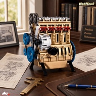 WATTLEMI Car Engine Model, Resin 3.94in 8 Cylinder Engine Model, Ornamental 8 Cylinder Miniature Mod