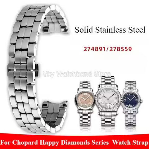 For Chopard Happy Diamonds Series 274891 278559 Curved Interface Watch Bracelet Premium Solid Steel 