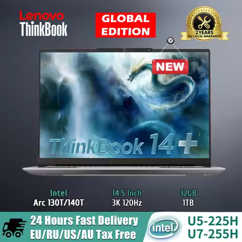 【2025 New】Lenovo ThinkBook 14+ Laptop U5-225H/U7-255H/U9-285H Arc 130T/140T 14.5inch 3K 120Hz Matte 