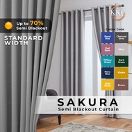 KKC CURTAIN Matt Satin Sakura Langsir (Std Width) 60%-70% Semi Blackout Curtain Readymade