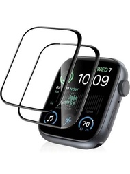 2入組蘋果手錶帶玻璃膜,黑邊設計,適用於38/40/41/42/44/45/49mm尺寸蘋果手錶,適用於apple Watch Ultra/se/8/7/6/5/4/3/2/1