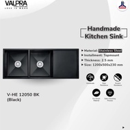 BAK CUCI PIRING VALPRA 12050 HITAM 2 LUBANG SAYAP/KICHEN SINK PANJANG 2 LUBANG SAYAP BLACK