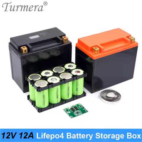 Turmera 12V 12Ah Battery Storage Box 4S 12.8V 20A BMS 2X4 Holder Nickel for 8Pieces 32700 Lifepo4 Un