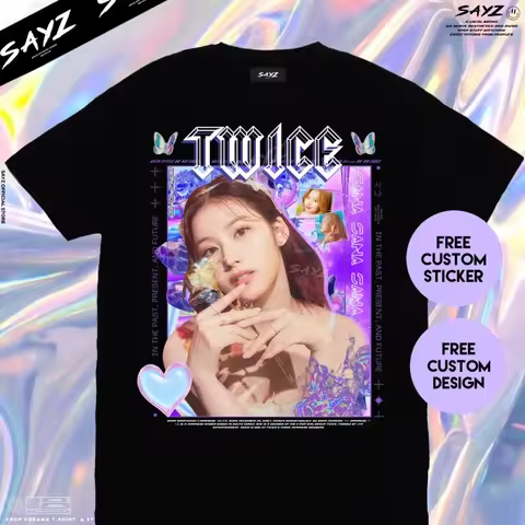 Kaos SANA TWICE once Alcohol Free Twice album custom kaos kpopStreetwear Men t shirt Women