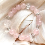 天然粉晶 白水晶 白水晶吞金獸 白水晶跑環 時尚配飾多寶手鏈