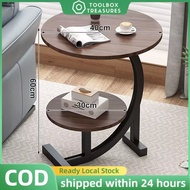 Modern Mini Round Bedside Shelf Small Coffee Table Bedroom Double-deck Nightstands Center双层沙发边几