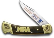 Buck 110 NRA National Rifle Association Wooden Folding Hunter Custom Pocket Knife