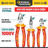 Set of 3 Total THT2K0302 insulated pliers, 8 inch dental pliers, Cr-V steel, insulated up to 1000V, 