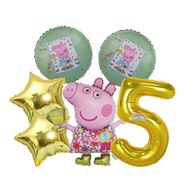 Hasbro | 6pcs Cartoon Peppa Pig Foil Balloon Set George Peppa Pig Child Boy Girl Birthday Party Deco