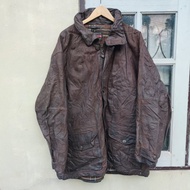 Chevignon 小牛皮皮革格紋內襯復古皮夾克