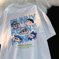 【M-8XL 】Summer Trend Letter Cartoon T-shirt for Men Versatile Casual Loose Oversized Round Neck Shor