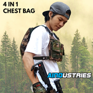 Tas Dada Perlengkapan Berburu Tas Dada Vest Chest Bag Forest Hutan Ranting Daun Real Tree