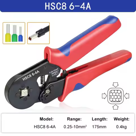 Crimping tool HSC8 6-4 0.25-10mm for ferrule tubular terminals ² 23-7AWG Ferrule Crimping Clamp Set 