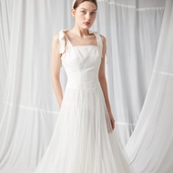 優雅蕾絲晚禮服 - 白色 / 黑色