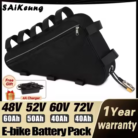 Cham Ebike 52V 45ah 48V36V60V72V Triangle Lithium Battery 20 30 35 40 50 60ah Huge Capacity 84v 3000