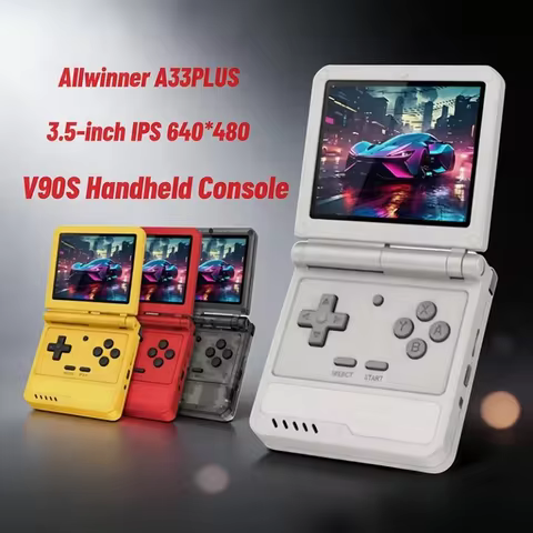 POWKIDDY Retro Flip V90S Portable Handheld Game Console 3.5-inch 640*480 IPS Screen A133Plus Vibrati