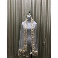 Wedding Veil/ Premium Handmade Embroidered Bridal Veil - White Gold 3