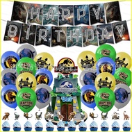 B4 Jurassic World Theme kids birthday party decorations banner cake topper balloon set supplies 4B