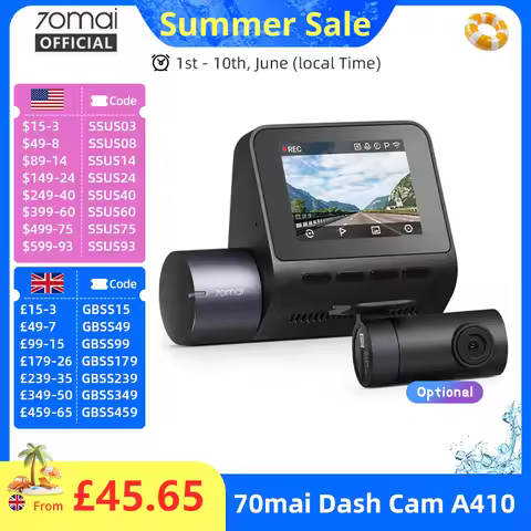 70mai Dash Cam A410 Front 1440P Rear 1080P Car DVR Upgraded Ver. of 70mai A400 Car Recorder 24H Park