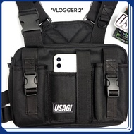 USAGI Vlogger 2 Chest Cam Motorcycle Bag w/ Smartphone Holder Pouch Body Camera.
