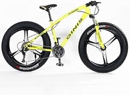 Fashionable Simplicity Teens Mountain Bikes 21-Speed 24 Inch Fat Tire Bicycle High-carbon Steel Frame Hardtail Mountain Bike with Dual Disc Brake (Color : Yellow, Size : 3 Spoke)