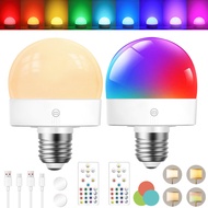 LED Smart Rechargeable RGB Hook Bulb Essential E26 E27 Environmental Remote&Button Control Led Bulb 