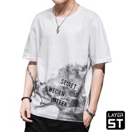 Men's Round Neck T-Shirt, Men'S Wide form, Cool, Thick Fabric, Full size Korean, Youthful TT56.0