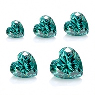 [1CT 6.5x6.5mm] Đá quý hình trái tim Moissanite xanh lá cây và xanh lam, độ trong VVS1, bán buôn 1pc