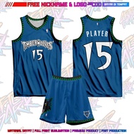 Jersey olahraga basket swingman timbers wolves biru gratis pasang nama