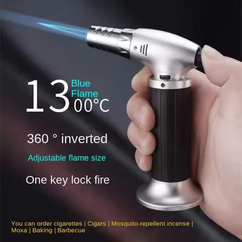 Blue Flame Butane Torch Refillable Windproof Jet Flame Butane Fuel Lighter for BBQ Cigar Candles Cam