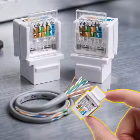 1-10Pcs RJ45 Network Module Punch Free Module Coupler CAT6 CAT5E Toolless Keystone Jack Support Wall