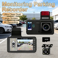 Monitor Parking Night Recording 4K Dash Cam Rear Front Vision Loop 32GB Screen Inch 4 Wide