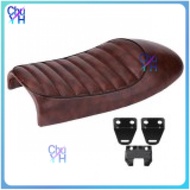 Duoqiao [Best Deal] รถจักรยานยนต์หนังพียูวินเทจ Cafe Racer Seat แบนอานสำหรับ Honda CG125 GN CG CB400