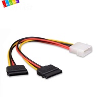 CHAAKIG Dual Hard Drive Power Lead, Power Splitter Y Cable Molex to SATA Power Extension Cable, Durable 4 Pin to 15 Pin 7.48in Female Cable Adapter