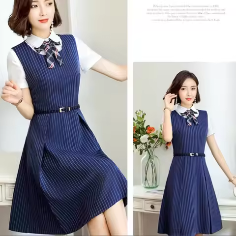 Summer Professional Preschool Teacher Attire Short Sleeve Blouse Dress Kindergarten Teacher Intervie