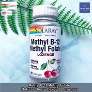 Vitamin B12 Cherry Flavor Tablets Methyl B-12 Folate Natural 60 Lozenges-Solaray B12 B 12