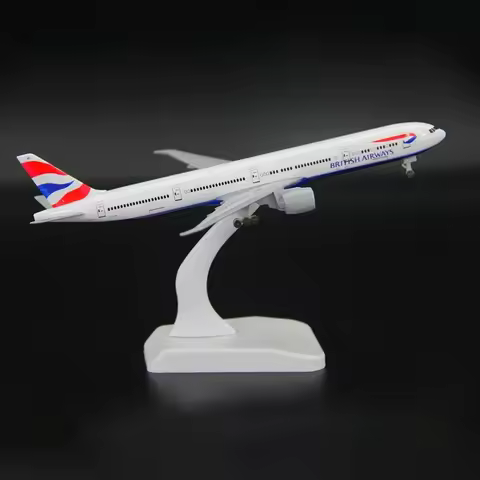Diecast 18CM 1:400 B777-300 Model British airways AIRLINES Plastic Base landing gears Alloy Aircraft