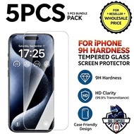 5Pcs Tempered Glass For iPHONE Series 9H Hardness Screen Protector Reseller Bundle