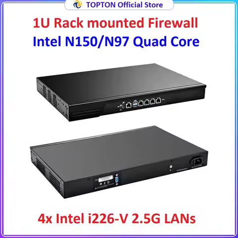 Topton 1U Rack Mini PC Intel Alder Lake N150 N97 4x i226-V 2.5G LANs DDR5 Firewall Appliance VPN Net