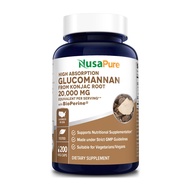 NusaPure Glucomannan 20,000 mg per Serving 200 VCaps (20:1 Extract, BioPerine Non-GMO, Gluten Free) 