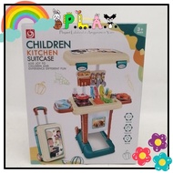 PLAY Children Kitchen Suitcase 3 Modes Switch Kids Boy Girl Pretend Play Kitchen Trolley Stand