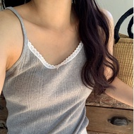 korean outfit Retro Outfit Women Lace Tank Top Woman Sleeveless Grey Color